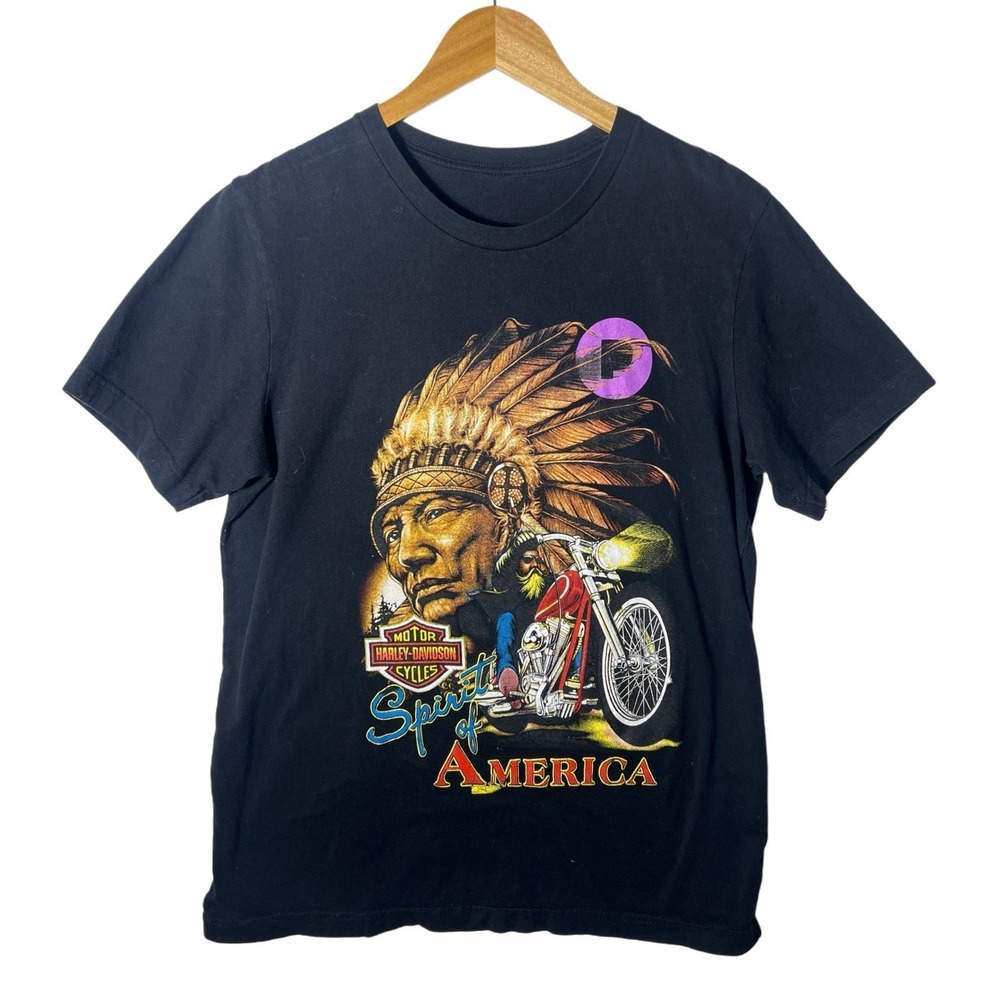 Harley Davidson Spirit of America Graphic Tee Black Double Sided Pandora S/M